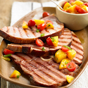 Grilled Ham Steaks with Peach Salsa